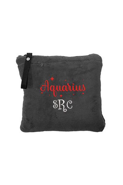 Custom Aquarius Embroidered Travel Blanket