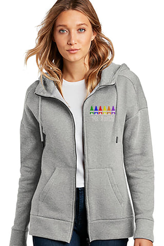 Embroidered Ladies Teacher Fleece Jacket With Hoodie.