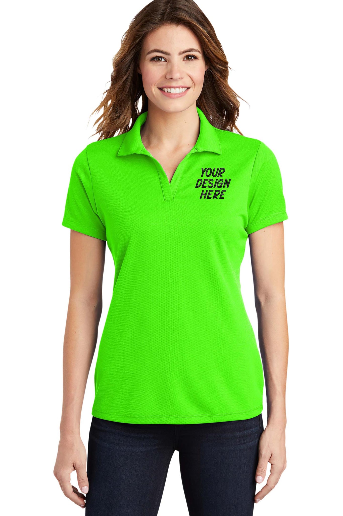 Embroidered Ladies Performance Polo Shirt.