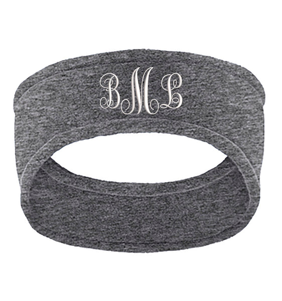 Embroidered 1 Color Fleece Headband Earmuffs.