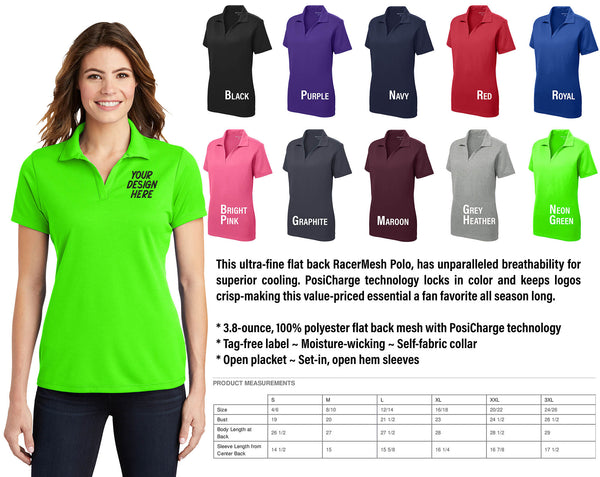 Embroidered Ladies Performance Polo Shirt.